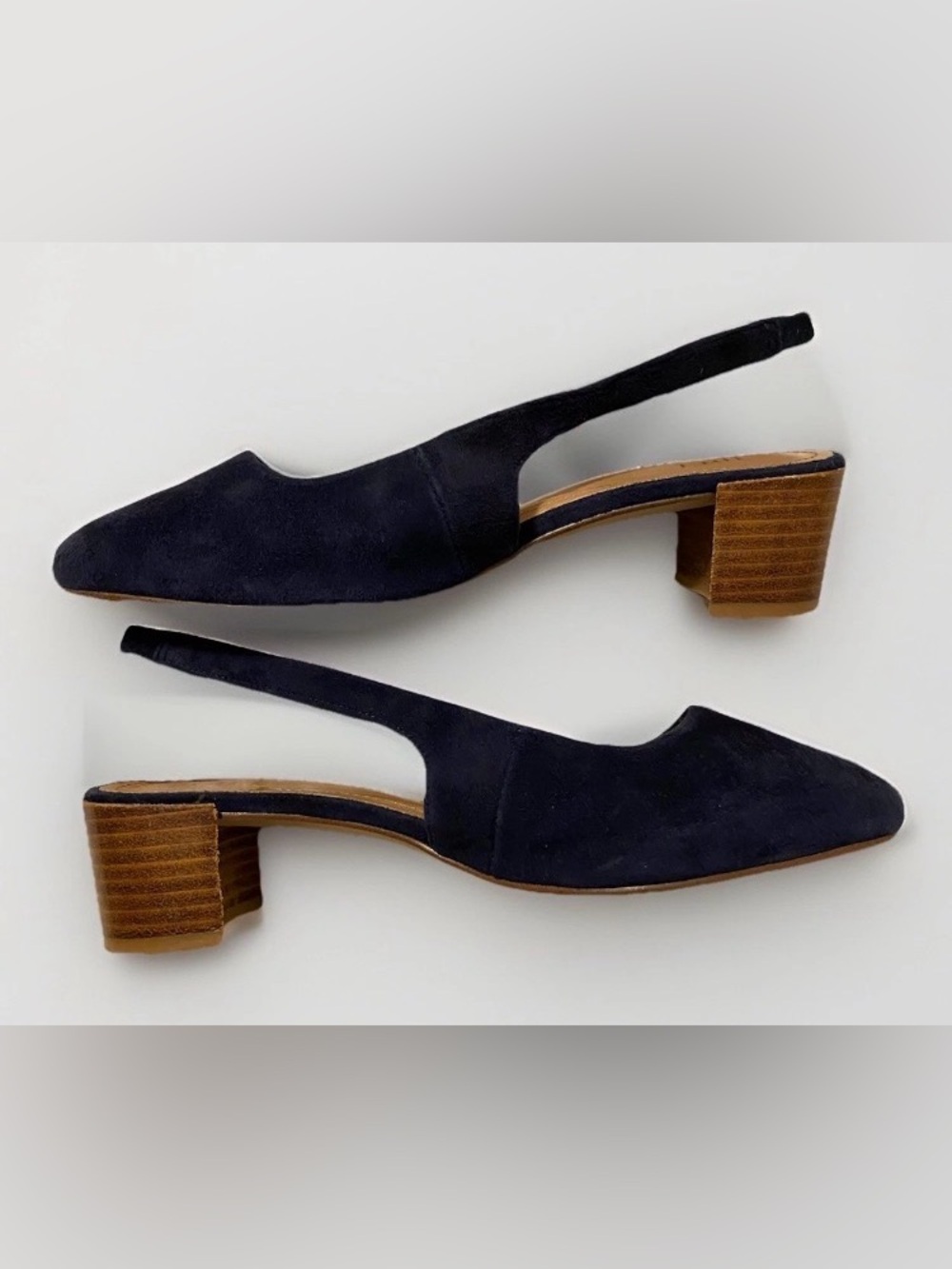 J.Jill 8 Med Navy Suede Slingback Blockheel Shoes